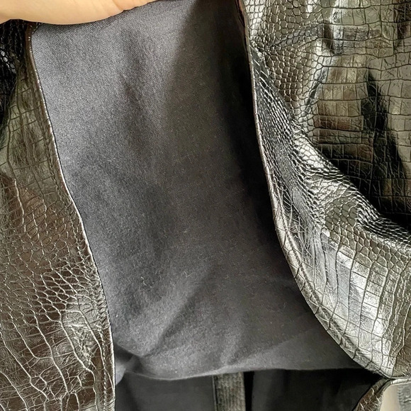 Black Zara Faux Leather Crocodile-Effect Oversized Shirt Jacket  Size Small - Picture 8 of 10